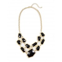 Obsidian Faceted Stone Fragments Statement Necklace